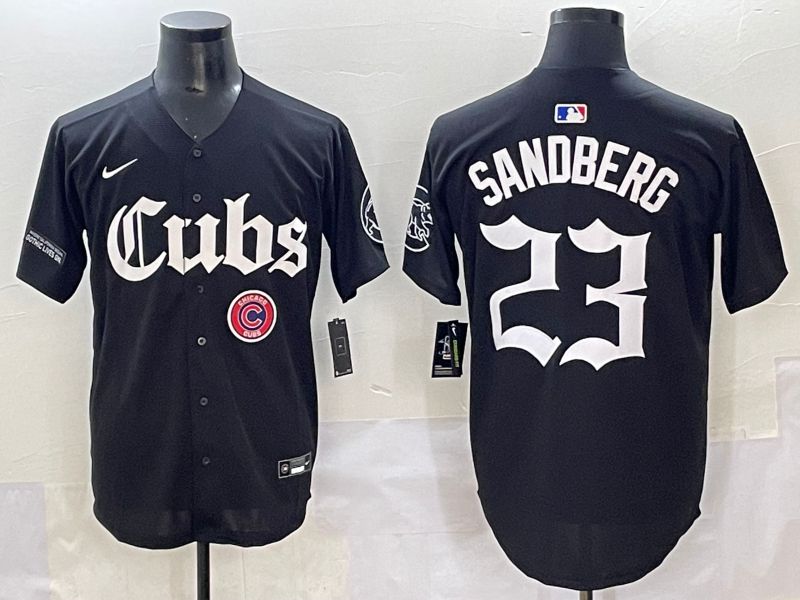 Men 2025 Chicago Cubs #23 Sandberg Black Five generations Joint Name Nike MLB Jersey style 19->san diego padres->MLB Jersey